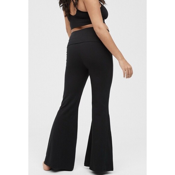 OFFLINE Aerie OG Super Flare Foldover‎ High Waisted Black Leggings SMALL NWT - Picture 2 of 13